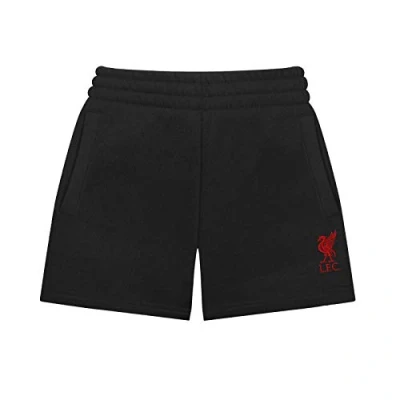 Image of Liverpool FC Official Football Gift Boys Fleece Jogger Shorts Black 6 7 Years