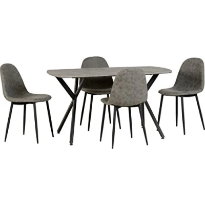 Image of Seconique Athens Dining Set with 4 Chairs in Concrete Effect