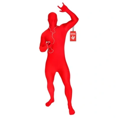 Image of Adults MSUIT Red Second Skin Halloween Fancy Dress Costume size Xlarge 5&#039;10 6&#039;2 (178cm 188cm)