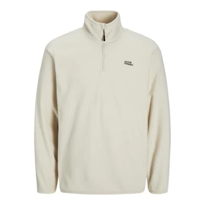 Image of JACK &amp; JONES Men&#039;s Jjecorp Logo Fleece Quarter Zip Noos Sweatshirt, Moonbeam, M