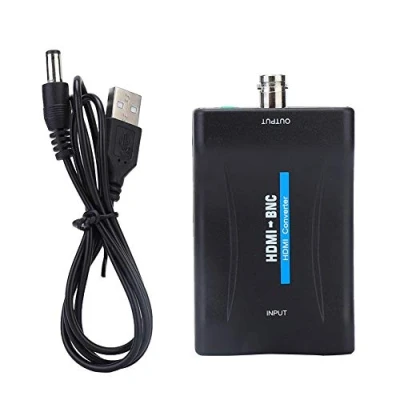 Image of ASHATA HDMI to BNC Composite Video Signal Converter,HDMI and 3.5mm Audio Adapter,Support for NTSC/PAL,480i,576i,for TV,VHS Recording,Video Player,DVD Recorder