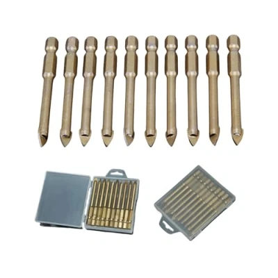 Image of 10Pcs 6mm Spear Head Ceramic Porcelain Marble Tungsten Drill Bit for Brick Wall, Glass, Plastic, Cement and Wood, Industrial Strength Tile Bits