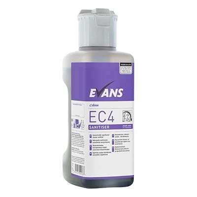 Image of Evans EC4 Multi Surface Virucidal Sanitiser Unperfumed Super Concentrated Cleaner &amp; Disinfectant 1LTR