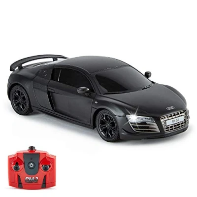Image of CMJ Cars AUDI R8 GT, Official Licensed Remote Control Car with Working Lights, Radio Controlled RC 1:24 Scale, 2.4Ghz Matt (MATT BLACK) Great Toy for Boys and Girls