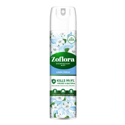 Image of Zoflora Linen Fresh Multipurpose Disinfectant Mist, Antibacterial Multi surface Spray Cleaner, Pet Friendly, Kills 99,9% of Bacteria &amp; Viruses, 1 x 300ml