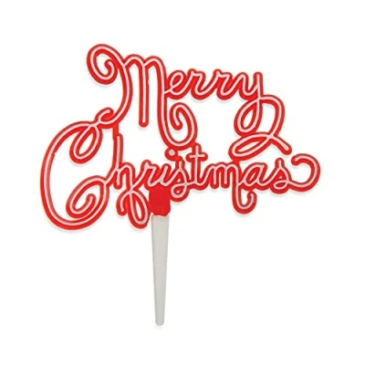 Image of Anniversary House 1pcs Nostalgic Script Motto Cake Topper Red Christmas Decorations, Toppers, Yule Log Traditional Non Edible BX343 UK