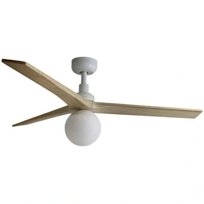Image of Klim Medium White, Light Oak Wood DC Ceiling Fan E27 6 Speed