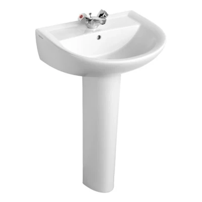 Image of Armitage shanks Sandringham 21 1 taphole 55cm pedestal washbasin with overflow, no chainstay hole E894901