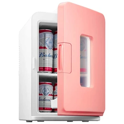 Image of Mini Fridge 15 Liter/21 Cans, Portable AC+DC Power Small for Bedroom, Car, Office, Thermoelectric Cooler and Warmer Skincare Food, Drinks, Cosmetics, Max &amp; ECO Mode