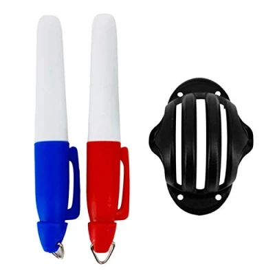 Image of ball marker golf precision alignment identification tool, putt positioning &amp; Sharpie (golf line liner marking 2 pens)