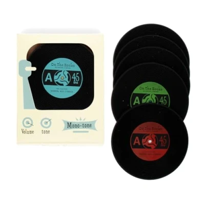 Image of Set Of Six Silicone &quot;Record&quot; Coasters