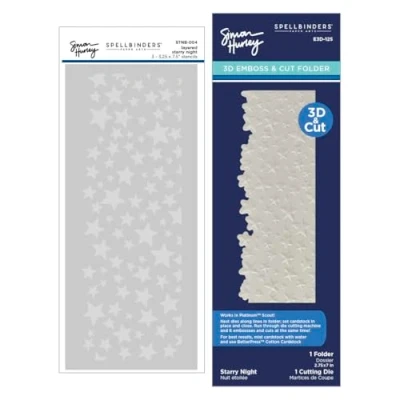 Image of Starry Night 3D Emboss &amp; Cut Folder and Stencil Bundle from The Simon&#039;s Space Adventure Collection by Simon Hurley