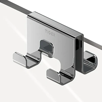 Image of Tiger Caddy Towel Hook for Shower Enclosure 6 8 mm Double, 5,6 x 7 5 cm, Chrome
