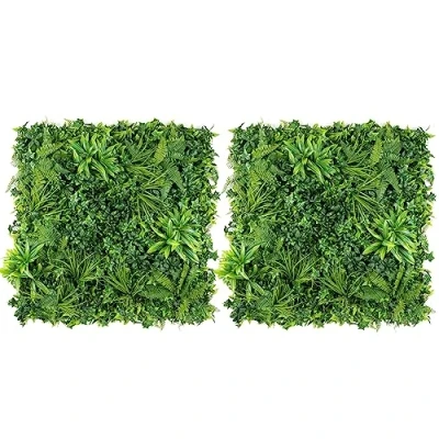 Image of Christow Evergreen Artificial Plant Living Wall Panels, Garden Fence Covering Decoration, Indoor Outdoor Decor, Waterproof UV Protected (2 Packs of 2 x 1m by 50cm Panels)