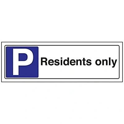 Image of V Safety Residents Only Parking Sign 300mm x 100mm 1mm Rigid Plastic