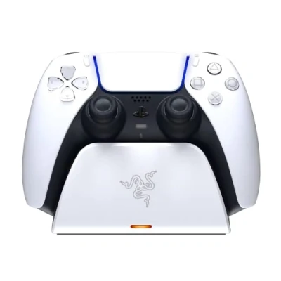 Image of Razer Quick Charging Stand for PlayStation 5 Controller (Quick Charge, Curved Cradle Design, Powered by USB, One Handed Navigation) White