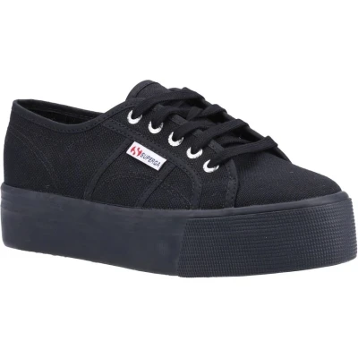 Image of Superga Platform Trainers, Size: 4.5, Full black Cotton