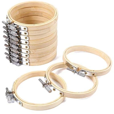 Image of 10/20 PCS 4 Inch Bamboo Embroidery Hoops Round Wooden Circle Cross Stitch DIY (10 PCS)