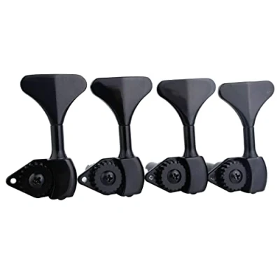 Image of Guyker Bass Machine Head (4 for Left) 1:20 Ratio Open Gear Tuners Tuning Key Pegs Replacement Electric Jazz Guitar or Precision Instruments black
