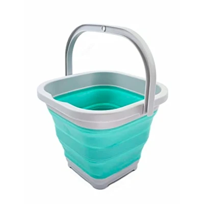 Image of SAMMART 5L Collapsible Rectangular Handy Basket/Bucket (Grey/Pine)