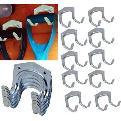 Image of 10 x Tool Hanger Hooks Set Tools Hang Garage Shed Hanging Bracket Garden Storage