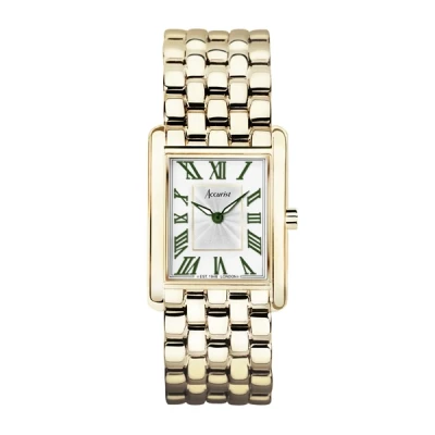 Image of Accurist Rectangle 26mm Quartz Watch in White with Analogue Display, and Stainless Steel Bracelet 71008