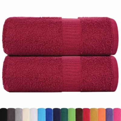 Image of vidaXL Guest Towels 2 pcs Bordeaux 30x50 cm 360 gsm 100% Cotton