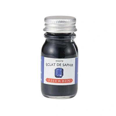 Image of Herbin 11516T 10ml bottle of ink for fountain pens and roller (product without packaging zero waste objective), Eclat de saphir/Sapphire Blue