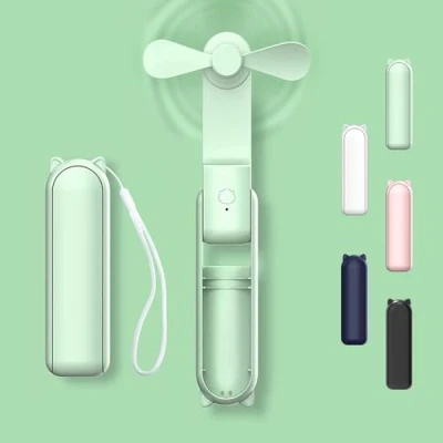 Image of Handheld Fan Rechargeable Portable Travel Hand Foldable Small Pocket Mini Fan, Personal Desk With Power Bank, Usb Quiet Pockets for Women Makeup