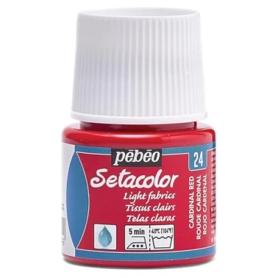 Image of PEBEO 329 024 Setacolor Light Fabric Paint 45 Milliliter Bottle, Cardinal Red