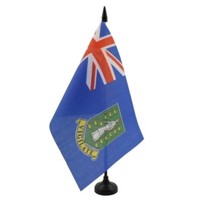 Image of AZ Flag British Virgin Islands Table 5&#039;&#039; x 8&#039;&#039; Islander Office 100% Polyester 21 14 cm Mini Desk with 10&#039;&#039; Pole and Black Plastic Base