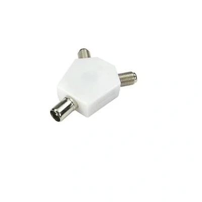 Image of Mr. Gadget&#039;s Solutions 2 Way TV Aerial Coaxial Splitter Seamless Signal Distribution Y Adapter Ariel Dual Converter Cable White