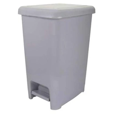 Image of Muddy Hands Plastic Foot Pedal Bin Bathroom Kitchen Rubbish Recycling Waste Dustbin (Grey, 10 Litre)