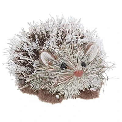 Image of Gisela Graham Christmas Decoration Standing Snowy Bristle Hedgehog Small