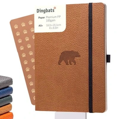 Image of Dingbats* Wildlife Lined Journal A5 Vegan Leather Soft Cover, Ideal for Work, Travel Pocket, Elastic Closure, Bookmark