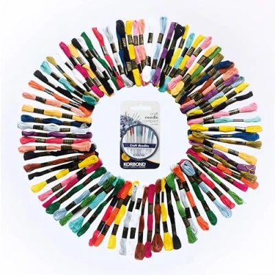 Image of KORBOND Embroidery Floss and Hand Sewing Needles 80 Skeins 6 ply (560m) 30 Craft