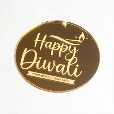 Image of Personalised Diwali Acrylic Mirror Gift Tag