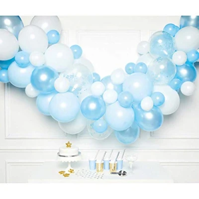 Image of amscan 9907434 Blue and White DIY Latex Balloon Arch Garland Kit 70 Pieces