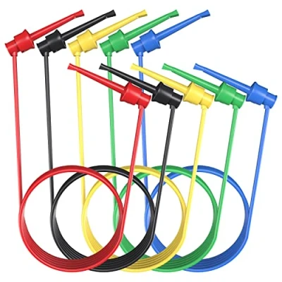 Image of Cleqee 5PCS IC Test Hook Clips Silicone Leads Jumper Wires 20AWG Cables 1.64ft/0.5m for Electrical Testing
