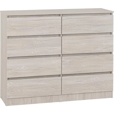 Image of Seconique 8 Drawer Chest, Engineered Wood, Urban Snow, W 1210mm x D 400mm H 1005mm