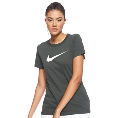 Image of Nike Women&#039;s W NK DRY TEE DFC CREW T Shirt, Outdoor Green/Heather/Black, X Small