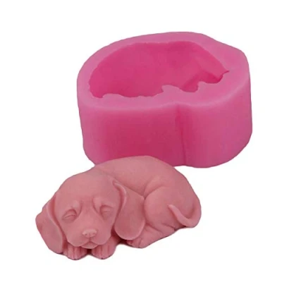 Image of 3D Dog Silicone Mold Cute Shaped Soap Molds Non Stick Fondant Candy Candle for Chocolate Cake Baking Moulds