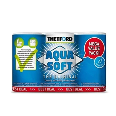Image of AGC Thetford Water Soluble Toilet Paper Pack of 6 Rolls Total 12