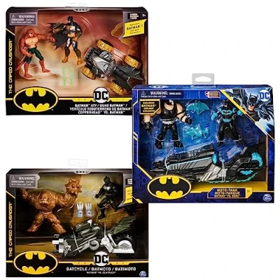 Image of DC Comics BATMAN Batcycle Vehicle with Exclusive and CLAYFACE 4 Inch Action Figures (Styles Vary)