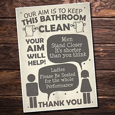 Image of RED OCEAN Funny Bathroom Sign Toilet Door Plaque Loo Wall Gentlemen Ladies Shabby Chic Home Decor