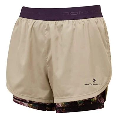 Image of Ronhill, Wmn&#039;s Life Twin Short, Running, Latte/NghtshdMountain, 12