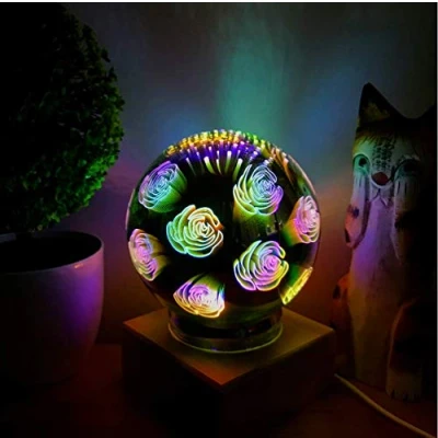 Image of 3D USB Magic Base Glass Ball Sphere Lightning Lamp Night Light Festival Firework (Rose)