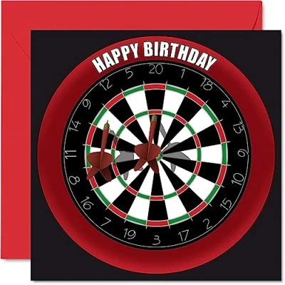 Image of Fun 69th Birthday Cards for Men Woman Dart Board Happy Card Dad Mum Grandad Nanny Grandma Gran Uncle Auntie Cousin, 145mm x Sports Darts Bday Greeting