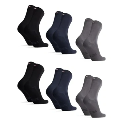 Image of DANISH ENDURANCE Bamboo Socks, Anti Sweat, Mens Black Multipack, Socks Women, Unisex, 6 Pack, Multicolour (2 x black, 2 navy, grey), 8