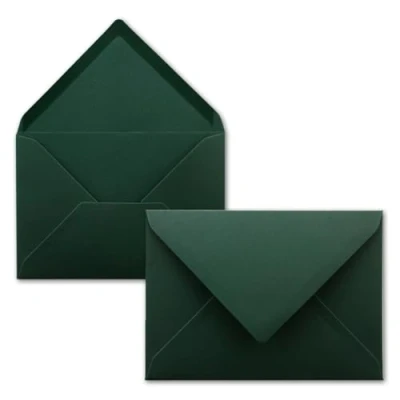 Image of 50 envelopes pine green DIN C6 114 x 162 mm with wet glue without window for greeting cards &amp; invitations FarbenFroh series